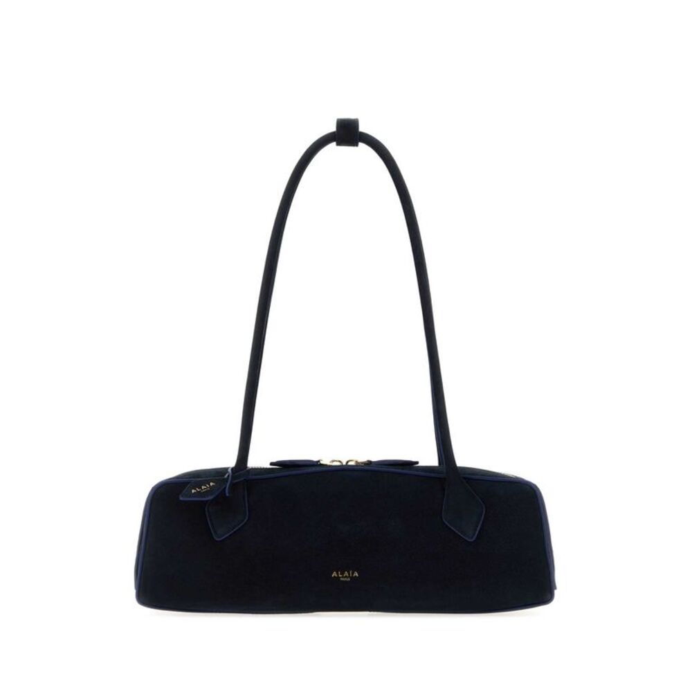 Alaia Women Midnight Blue Suede Medium Le Teckel Shoulder Bag